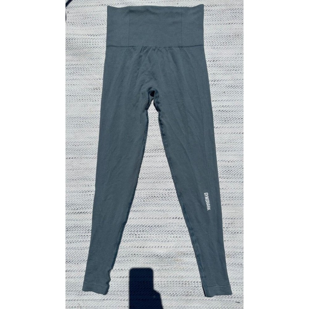 Gymshark Legging Women Small Green Ribbed Hight-waist Full Lengh Logo Activewear